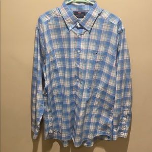XL Vineyard Vines Blue/Green Checked Dress shirt